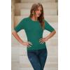 image:imageArachampCloz Womens Spring Summer Scalloped Short Sleeve Tops Textured ShirtsGreen