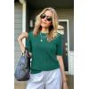 image:imageArachampCloz Womens Spring Summer Scalloped Short Sleeve Tops Textured ShirtsGreen