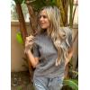 image:imageArachampCloz Womens Spring Summer Scalloped Short Sleeve Tops Textured ShirtsGrey