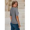 image:imageArachampCloz Womens Spring Summer Scalloped Short Sleeve Tops Textured ShirtsGrey