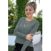 image:imageArachampCloz Womens Spring Summer Scalloped Short Sleeve Tops Textured ShirtsGrey Green