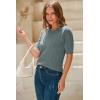 image:imageArachampCloz Womens Spring Summer Scalloped Short Sleeve Tops Textured ShirtsGrey Green