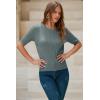 image:imageArachampCloz Womens Spring Summer Scalloped Short Sleeve Tops Textured ShirtsGrey Green