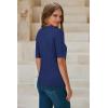 image:imageArachampCloz Womens Spring Summer Scalloped Short Sleeve Tops Textured ShirtsNavy Blue