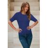 image:imageArachampCloz Womens Spring Summer Scalloped Short Sleeve Tops Textured ShirtsNavy Blue