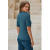 image:imageArachampCloz Womens Spring Summer Scalloped Short Sleeve Tops Textured ShirtsPeacock Blue