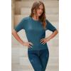 image:imageArachampCloz Womens Spring Summer Scalloped Short Sleeve Tops Textured ShirtsPeacock Blue