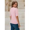 image:imageArachampCloz Womens Spring Summer Scalloped Short Sleeve Tops Textured ShirtsPink 02