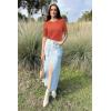 image:imageArachampCloz Womens Spring Summer Scalloped Short Sleeve Tops Textured ShirtsRust Orange