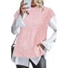 image:imageArachampCloz Womens Cotton Blend Cap Sleeve Side Slit Sweater Vest Fall Casual Tops 2025Light Pink