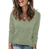 image:imageArachampCloz Womens Soft V Neck Long Sleeve Fall Casual Regular Fit Sweater TopsSage Green