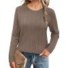 image:imageArachampCloz Womens Spring Summer Scalloped Short Sleeve Tops Textured ShirtsBcoffee