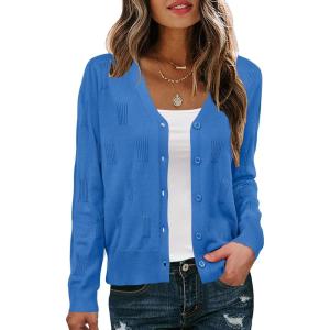 image:imageArachampCloz Womens Soft Cropped Cardigan Casual Lightweight Shrug Sweater TopsBlue