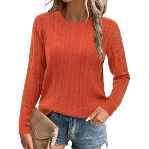 image:imageArachampCloz Womens Spring Summer Scalloped Short Sleeve Tops Textured ShirtsBrust Orange