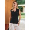 image:imageArachampCloz Womens 100 Cotton Button Down Summer Business Casual Slim Fitted Tank Tops 2026Black
