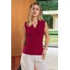 image:imageArachampCloz Womens 100 Cotton Button Down Summer Business Casual Slim Fitted Tank Tops 2026Burgundy