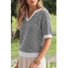 image:imageArachampCloz Womens 100 Cotton Polo V Neck Striped Short Sleeve Spring Casual Pullover Sweaters 2026Black