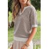image:imageArachampCloz Womens 100 Cotton Polo V Neck Striped Short Sleeve Spring Casual Pullover Sweaters 2026Brown