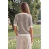image:imageArachampCloz Womens 100 Cotton Polo V Neck Striped Short Sleeve Spring Casual Pullover Sweaters 2026Brown