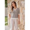 image:imageArachampCloz Womens 100 Cotton Polo V Neck Striped Short Sleeve Spring Casual Pullover Sweaters 2026Brown