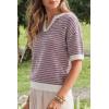 image:imageArachampCloz Womens 100 Cotton Polo V Neck Striped Short Sleeve Spring Casual Pullover Sweaters 2026Dark Red