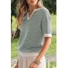 image:imageArachampCloz Womens 100 Cotton Polo V Neck Striped Short Sleeve Spring Casual Pullover Sweaters 2026Green