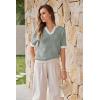 image:imageArachampCloz Womens 100 Cotton Polo V Neck Striped Short Sleeve Spring Casual Pullover Sweaters 2026Green