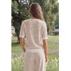 image:imageArachampCloz Womens 100 Cotton Polo V Neck Striped Short Sleeve Spring Casual Pullover Sweaters 2026Khaki