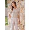 image:imageArachampCloz Womens 100 Cotton Polo V Neck Striped Short Sleeve Spring Casual Pullover Sweaters 2026Khaki
