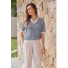 image:imageArachampCloz Womens 100 Cotton Polo V Neck Striped Short Sleeve Spring Casual Pullover Sweaters 2026Navy