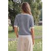 image:imageArachampCloz Womens 100 Cotton Polo V Neck Striped Short Sleeve Spring Casual Pullover Sweaters 2026Navy