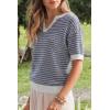 image:imageArachampCloz Womens 100 Cotton Polo V Neck Striped Short Sleeve Spring Casual Pullover Sweaters 2026Navy