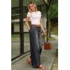 image:imageArachampCloz Womens Cotton Contrast Waistband Wide Leg Stretchy Denim Jeans 2026Black