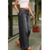 image:imageArachampCloz Womens Cotton Contrast Waistband Wide Leg Stretchy Denim Jeans 2026Black
