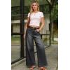 image:imageArachampCloz Womens Cotton Contrast Waistband Wide Leg Stretchy Denim Jeans 2026Black