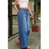 image:imageArachampCloz Womens Cotton Contrast Waistband Wide Leg Stretchy Denim Jeans 2026Blue