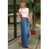 image:imageArachampCloz Womens Cotton Contrast Waistband Wide Leg Stretchy Denim Jeans 2026Blue