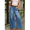 image:imageArachampCloz Womens Cotton Contrast Waistband Wide Leg Stretchy Denim Jeans 2026Blue