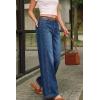 image:imageArachampCloz Womens Cotton Contrast Waistband Wide Leg Stretchy Denim Jeans 2026Dark Blue