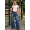 image:imageArachampCloz Womens Cotton Contrast Waistband Wide Leg Stretchy Denim Jeans 2026Dark Blue