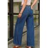 image:imageArachampCloz Womens Cotton Contrast Waistband Wide Leg Stretchy Denim Jeans 2026Dark Blue