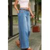 image:imageArachampCloz Womens Cotton Contrast Waistband Wide Leg Stretchy Denim Jeans 2026Light Blue