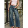 image:imageArachampCloz Womens Cotton Contrast Waistband Wide Leg Stretchy Denim Jeans 2026Retro Blue