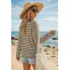 image:imageArachampCloz Womens Linen Blend Beach Vacation Cover Up Summer Casual Oversized Off Shoulder Tops 2026Apricot Black Stripe