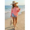 image:imageArachampCloz Womens Linen Blend Beach Vacation Cover Up Summer Casual Oversized Off Shoulder Tops 2026Coral Pink