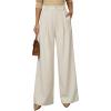 image:imageArachampCloz Womens Linen Blend Wide Leg AllSeason Business Casual Outfits Dress PantsApricot