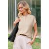 image:imageArachampCloz Womens Wool Blend Polo Shirts Collar V Neck Cap Sleeves Business Casual Sweater PulloverApricot