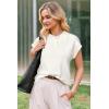 image:imageArachampCloz Womens Wool Blend Polo Shirts Collar V Neck Cap Sleeves Business Casual Sweater PulloverOffwhite