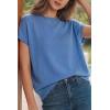 image:imageArachampCloz Womens Wool Blend Short Sleeve Oversized Sweater Business Casual Tops 2026Lake Blue