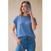 image:imageArachampCloz Womens Wool Blend Short Sleeve Oversized Sweater Business Casual Tops 2026Lake Blue